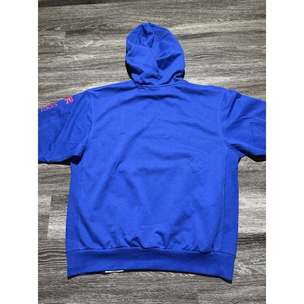 Philadelphia 76ers Hoodie Nike Big Logo Fleece Lined Sweatshirt Blue Mens Large